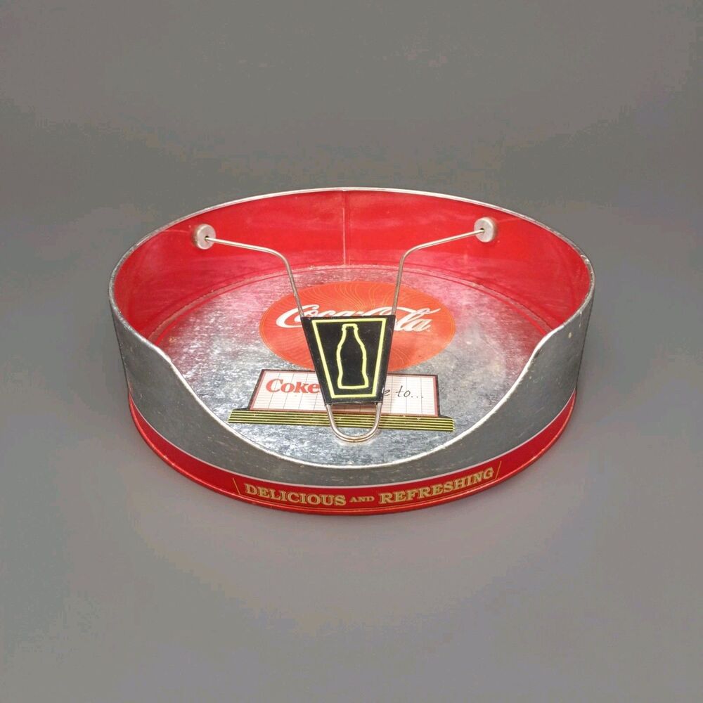 Coca-Cola COKE Collectible Galvanized Steel Round 9.5” Paper Plate Holder 2007